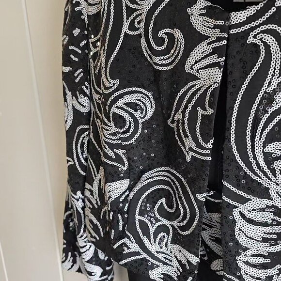 NEW Alex Evenings 2 Piece Black and White Sequin Dress Size 6 - Picture 3 of 6